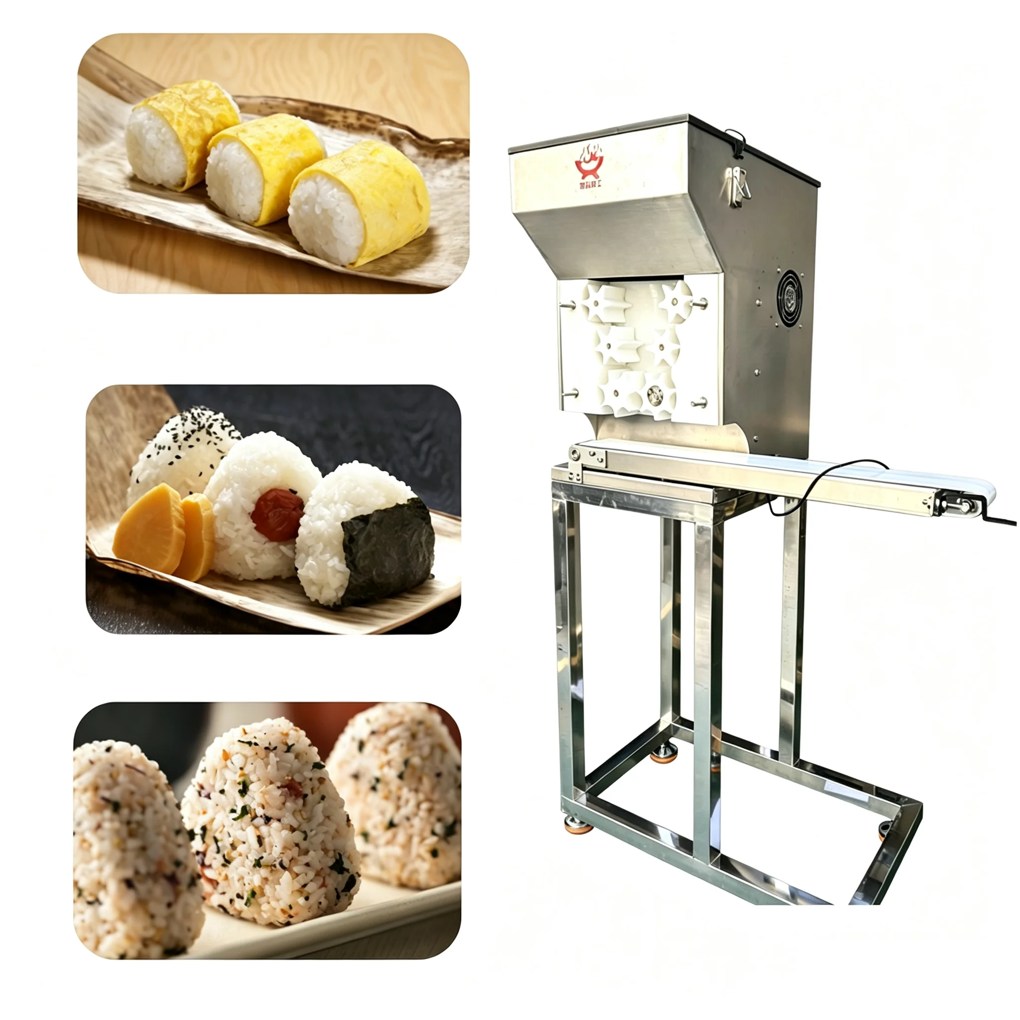 Automatic rice dividing rice ball integrated machine Triangle rice ball forming machine